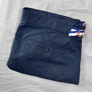 Kit & Ace Mens 38 Navy Blue Technical Chino Shorts Side Adjuster Buckle Striped